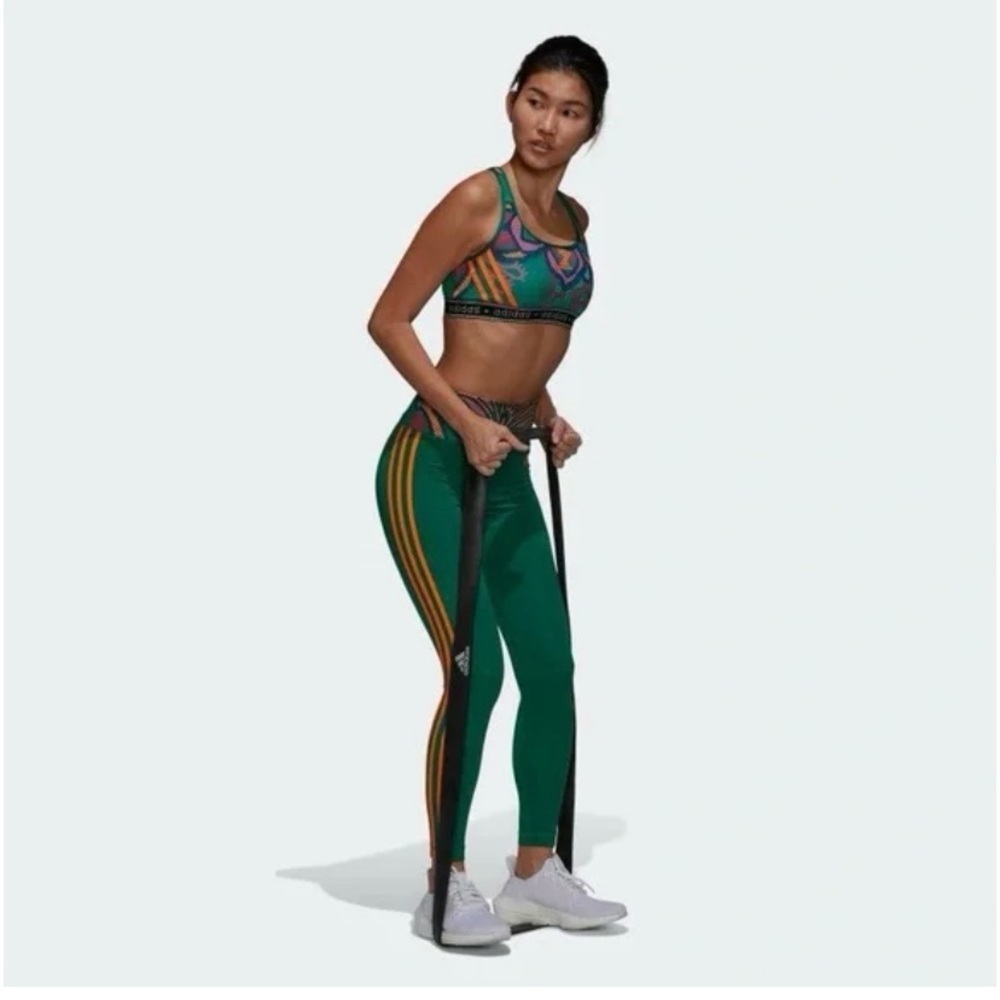 Adidas x Farm Rio Training Essentials 7/8 Green Leggings and Sports Bra Set